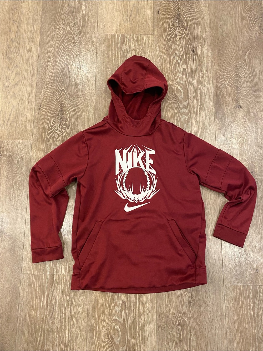 Nike Boys Maroon Dri-Fit Hoodie with Football Logo